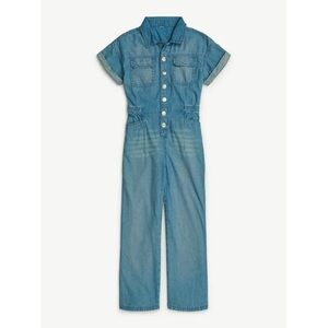 Justice Light Blue Denim Jumpsuit